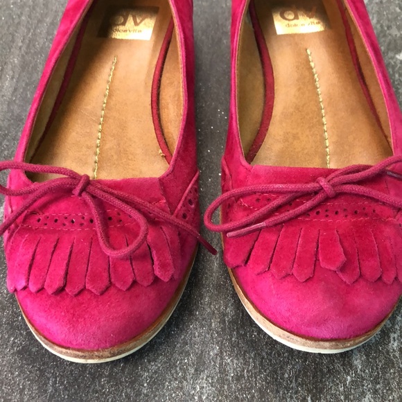 Dolce Vita Suede Fringe Loafers Fuchsia Pink 7 - Picture 3 of 9